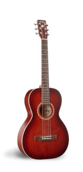 Art & Lutherie AMI SPRUCE BURGUNDY QI + Чехол электроакустическая гитара Parlor, цвет - красный