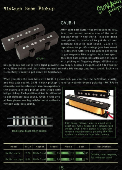 Giovanni(Entwistle) GVJB-1BK-N звукосниматель J-bass, алнико 5, нэковый